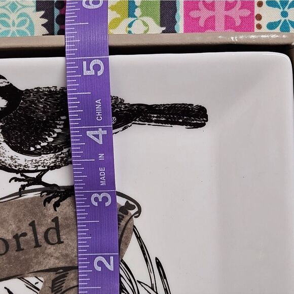 St. Nicholas Square Bird on Branch Joy to the World Fluted Ceramic Treat Tray - Picture 8 of 9